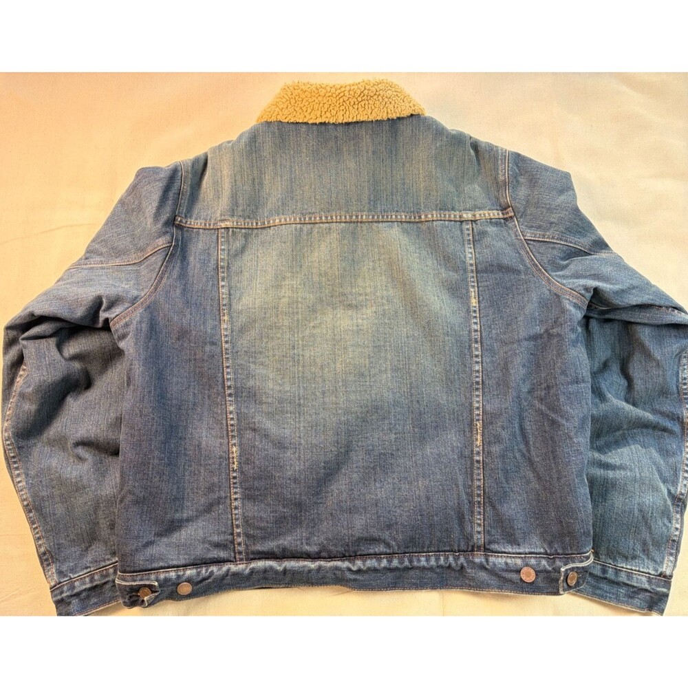 Abercrombie & Fitch Mens XL Sherpa Lined Denim Trucker Jacket Coat Y2K Vintage - Picture 5 of 7